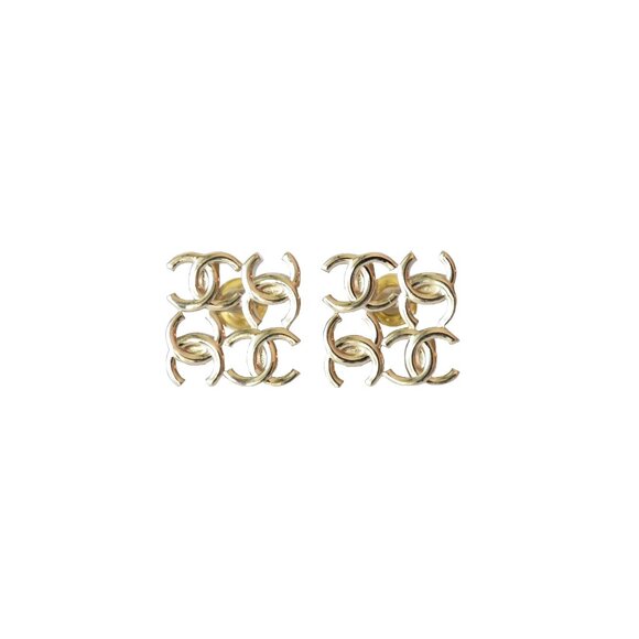 Chanel Four CC Logo Stud Earrings Gold - Picture 1 of 1